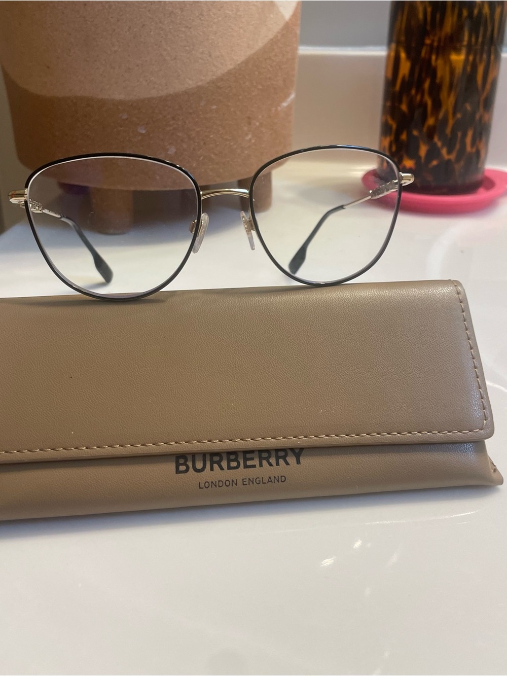 Burberry Gold & Black Frame Women's Eyeglasses with Beige Case